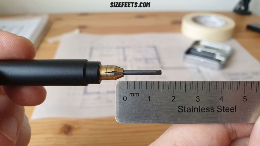 A 2 mm mechanical pencil lead showing an exact 2 mm visual