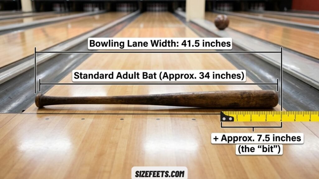 A baseball bat compared to how wide is a bowling lane