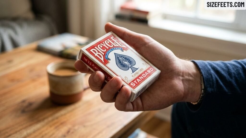 A deck of playing cards showing how much is 3 ounces in weight