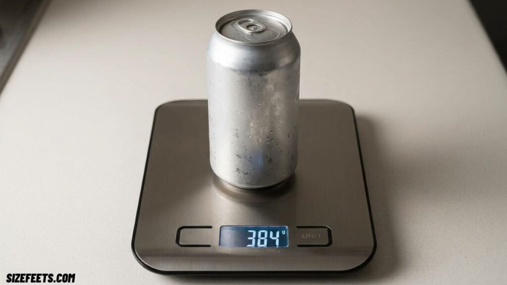 A full soda can weighing about 384 grams, close to how much is 300 g
