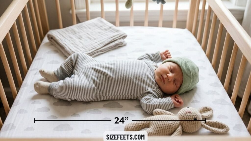 A newborn baby's length compared to 24 inches compared to human