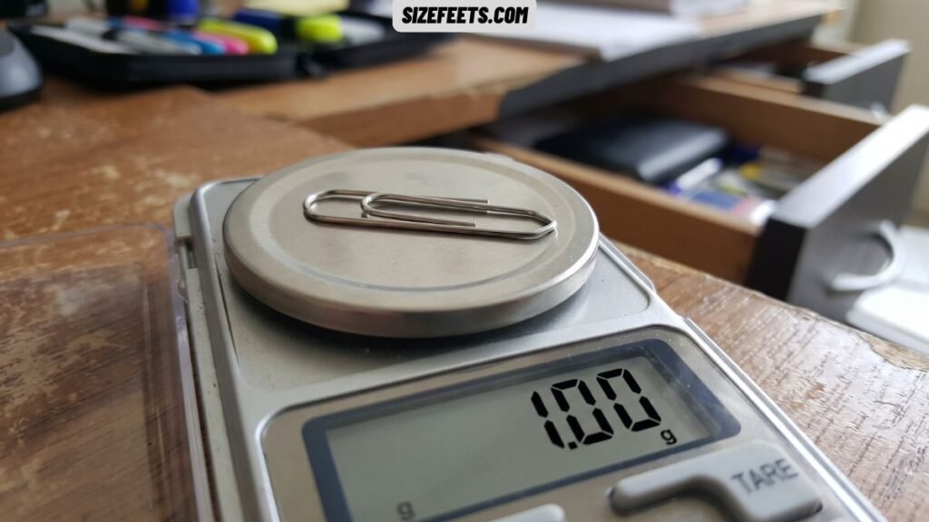 A small steel paperclip that weighs about 1 gram, a common answer to what weighs 1 gram