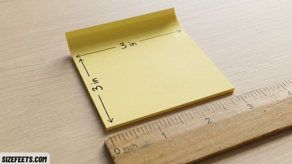 A 3-inch sticky note showing an exact 3 inch example