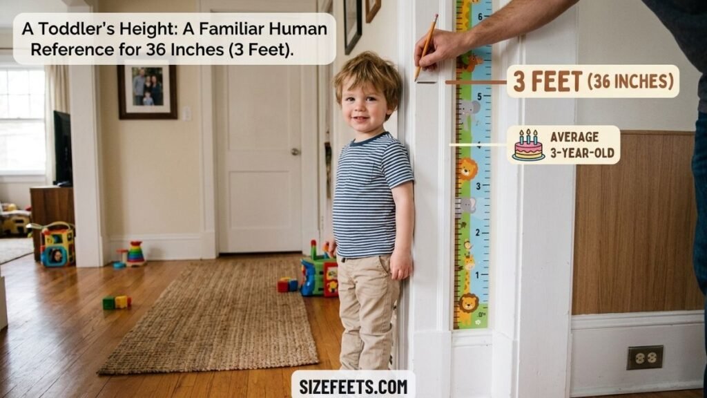 A toddler's height compared to how long 36 inches is