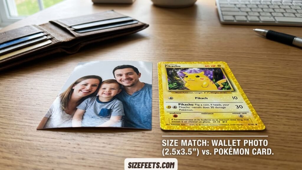 A wallet-size photo matching what size is a Pokémon card at 2.5 by 3.5 inches