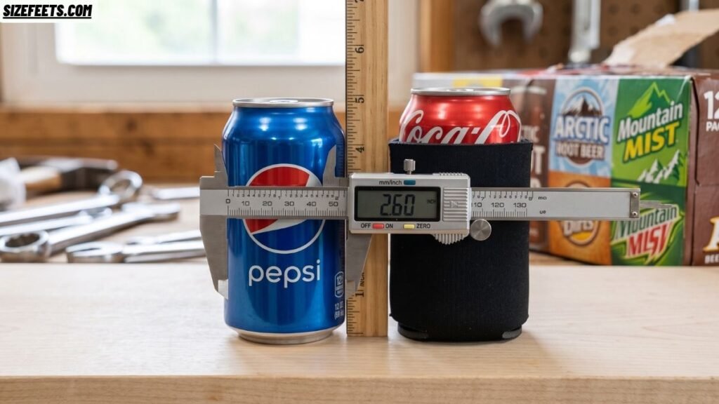 Standard 12 oz aluminum soda can next to a Coke can showing identical coke can dimensions