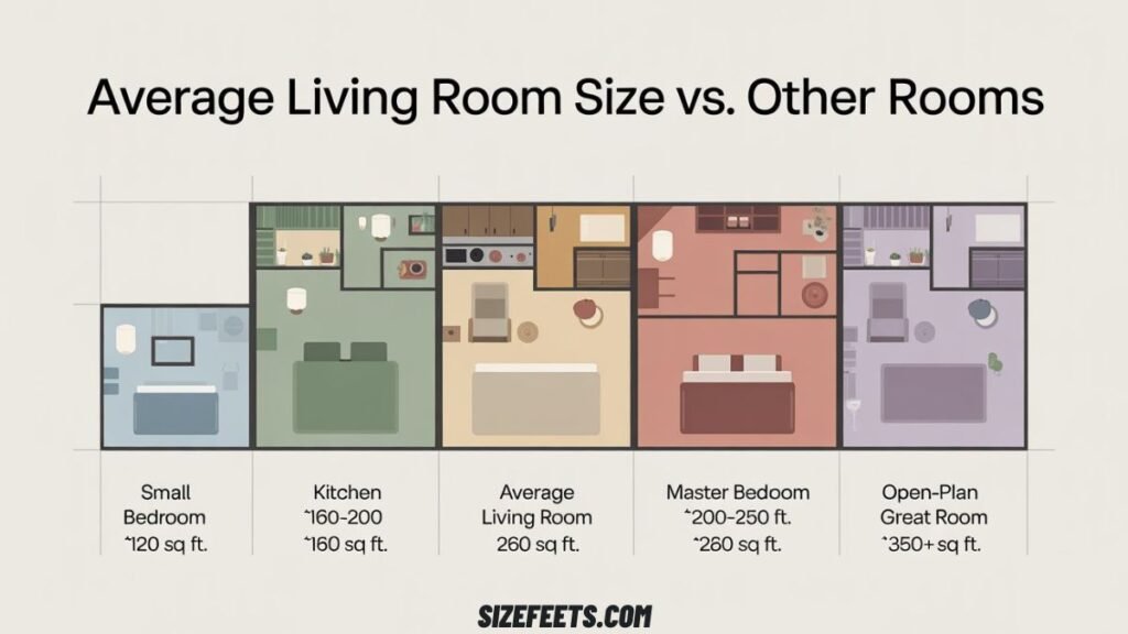 Average Living Room Size vs. Other Rooms