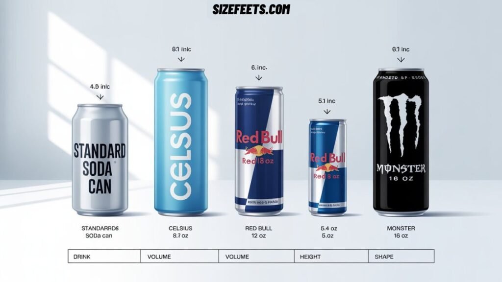 Celsius Can Dimensions vs. Other Energy Drinks