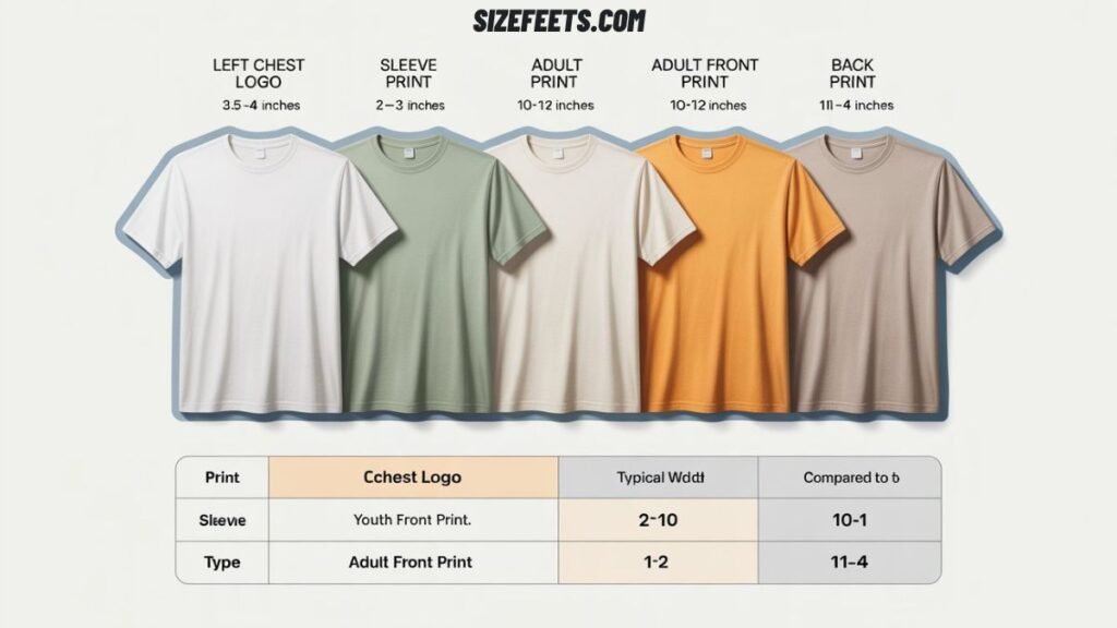Left Chest Logo Size vs. Other Print Sizes