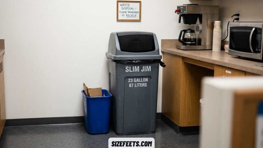 A 23-gallon Slim Jim showing the tallest of the slim jim trash can sizes
