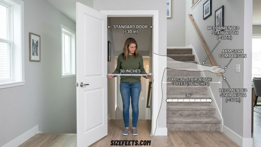 A 3-foot stair width showing the standard staircase dimensions in feet