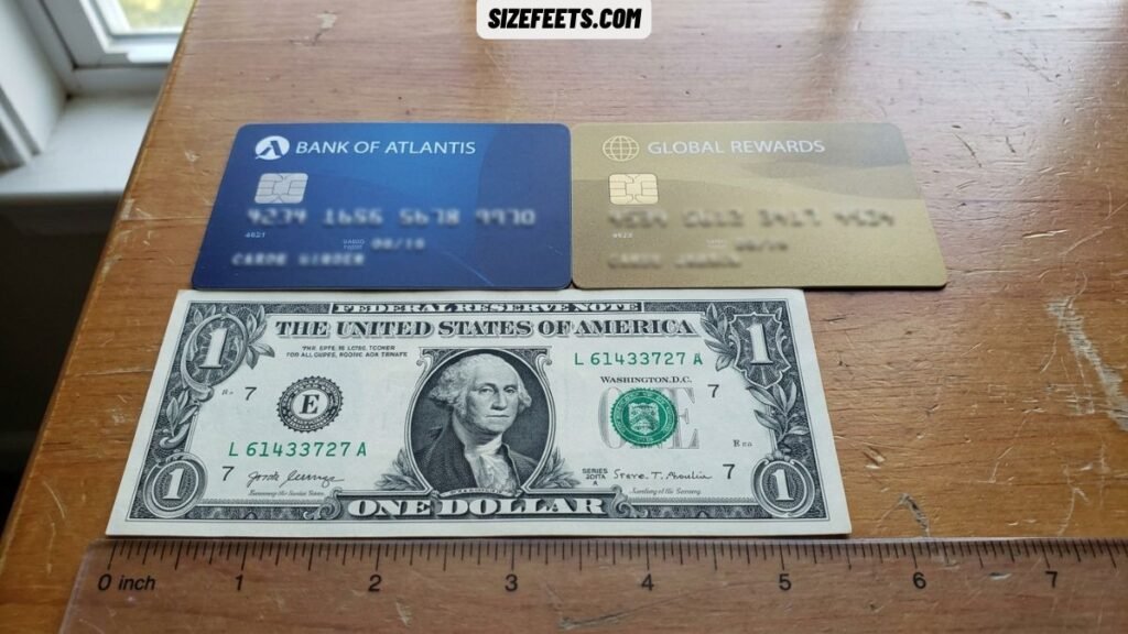 Two credit cards laid end to end compared to how long is a dollar bill