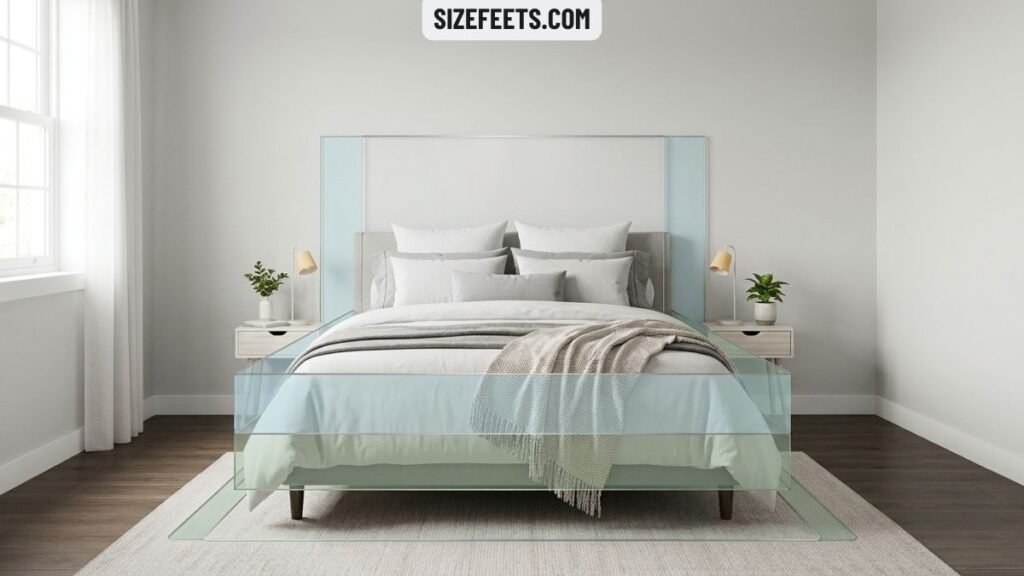 A queen bed compared in king vs cal king dimensions