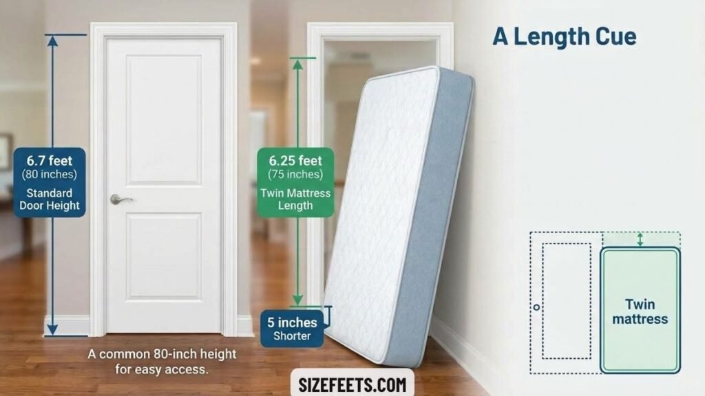 A standard door compared to twin size bed dimensions in feet for length