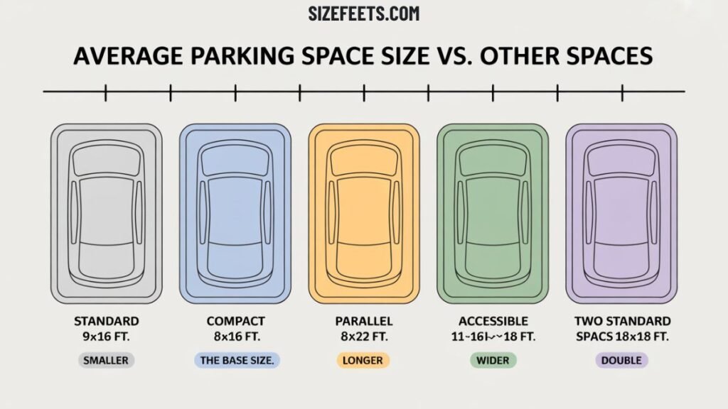 Average Parking Space Size vs. Other Spaces