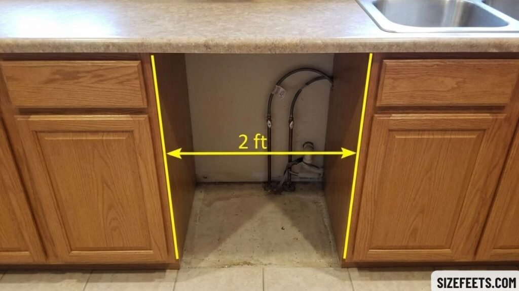 The 24-inch width in dishwasher size in feet